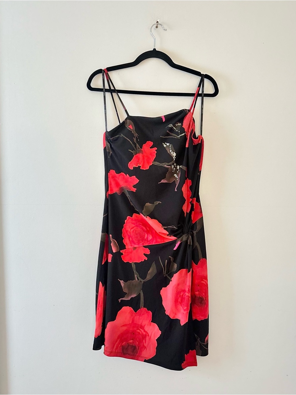 Nicole Bakti Vintage Floral Embellished Dress Knee Length Formal High Neck Y2K